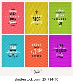 Set of Positive Quote Typographical Background - vector design