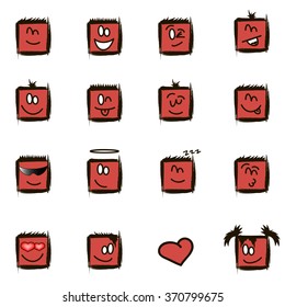 a set of positive square smilies.Vector illustration