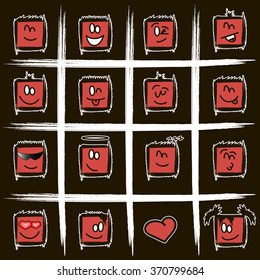 a set of positive square smilies.Vector illustration