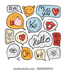 Set of positive stickers badges. Colorful vector illustration.