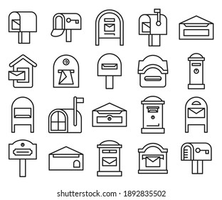 set of post box icons line vector 