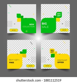Set of post feed minimal square banner template. Suitable for social media post and web internet ads. Vector illustration eps 10.