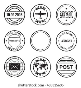 Set Of Post Mark, Stamps. Vector Illustration EPS 10 Isolated On White Background