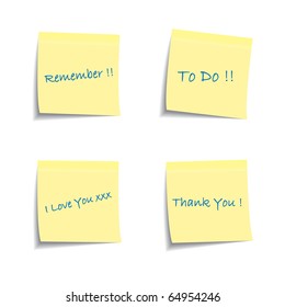 Set of post it notes with common phrases