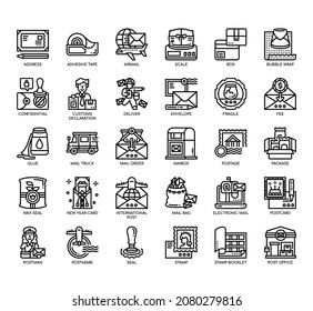 Set of Post office thin line icons for any web and app project. 