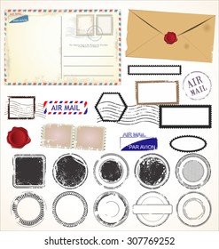 Set of post stamp symbols