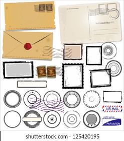 Set of post stamp symbols, vector illustration