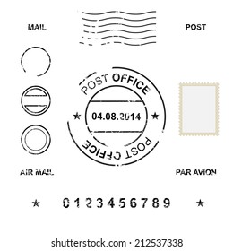 Set Of Post Stamp Symbols, Vector Illustration 