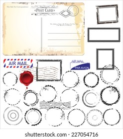 Set of post stamp symbols, vector illustration