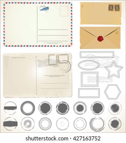 Set Of Post Stamp Symbols Vector Illustration