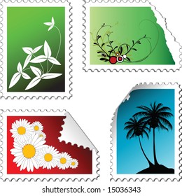 set of post stamps on a white background