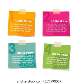 Set of post it stick notes papers, vector illustration isolated on white background 