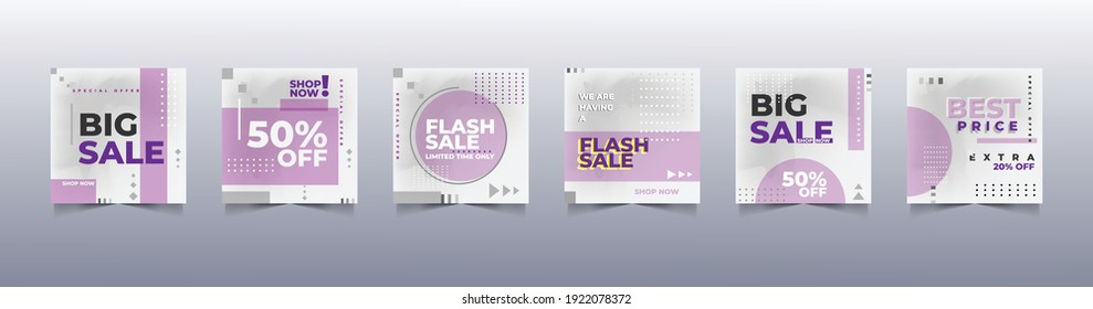 Set of Post Template Social Media Banners and feed post, sale promotion and digital marketing, Trendy background design for instagram ads. eps10 vector.eps
