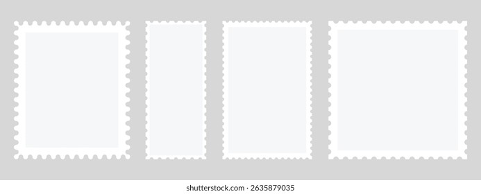 Set of postage stamp mockup blank isolated on transparent background- Vector stock