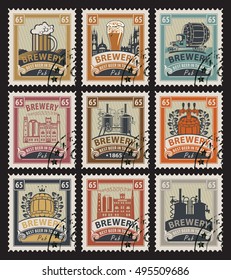 set of postage stamps on the theme of beer and brewery