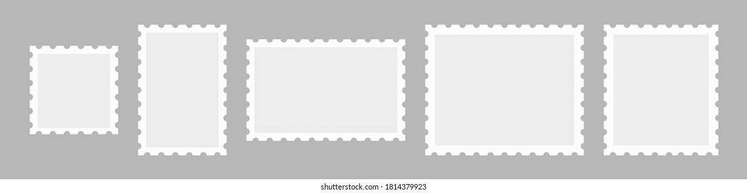 Set Postage stamps template. Blank frame of postal stamp for mail envelope. Vector illustration EPS10.