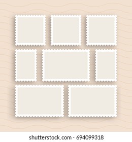 A set of postage stamps vintage, vector flat. Vector templates isolated