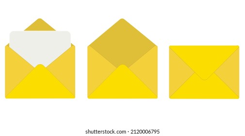 Conjunto de sobres postales. Iconos 3d realistas. Plantilla de carta de papel abierta y cerrada.
Ilustración vectorial.