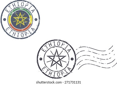 Set of postal grunge stamps 'Ethiopia'