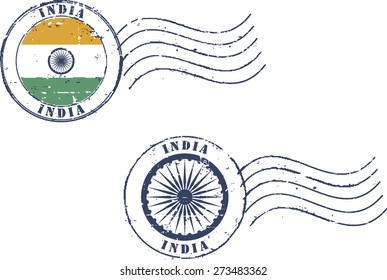 Set of postal grunge stamps 'India'