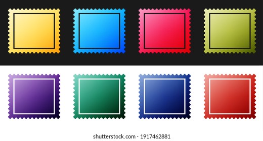 Establece el icono de marca postal aislado en fondo blanco y negro. Vector.