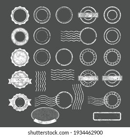 Set of postal stamps blank templates, postage prints, vector