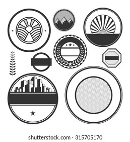 Set of postal stamps on white background, vector illustration.