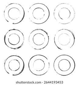 Set of postal stamps and postmarks. Collection of round grunge stamps.