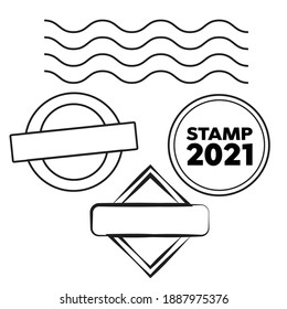 Set of postal stamps and postmarks. Grunge Rubber Stamp. Circle Stamps 