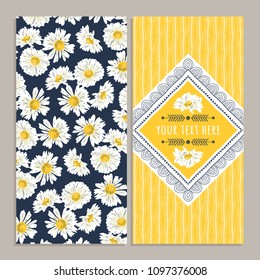 Set of postcard templates or banners with chamomile. Can be used for scrapbook, print, invitations and etc.