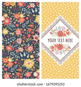 Set of postcard templates or banners with decorative flowers