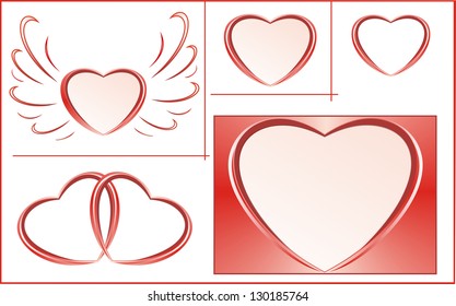 Set, Postcard, Valentine heart. for st. Valentine`s day and wedding