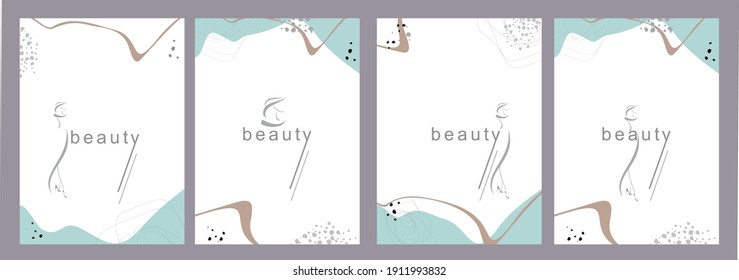 set of postcards with a beautiful girl in flowers
