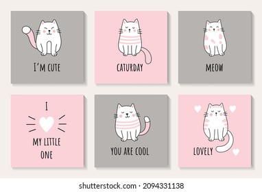 A set of postcards with cute cats