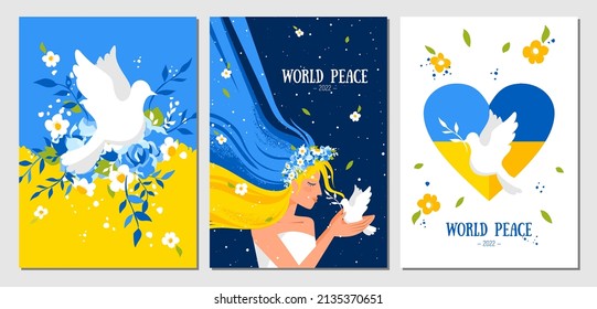 A set of postcards dedicated to Ukraine. World peace. No war