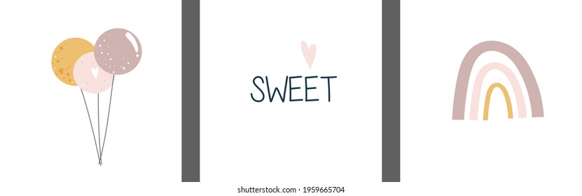 a set of postcards for the design of children's products and prints for clothes and notebooks. cute drawings in scandinavian style.