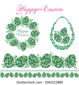  Set of postcards. Easter Greeting Card with egg. Vector illustration for your spring happy holiday design.