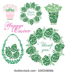  Set of postcards. Easter Greeting Card with egg. Vector illustration for your spring happy holiday design.