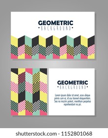 set postcards with figures geometrics and colors