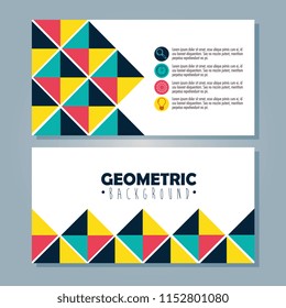 set postcards with figures geometrics and colors