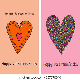 Set of postcards with the heart. Valentine's day.
