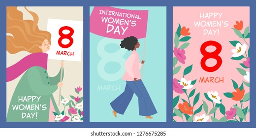 Set of postcards to the international women's day. 