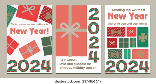 Set of postcards, invitations. Christmas and New Year. Festive banner. Christmas decorations, Christmas trees.