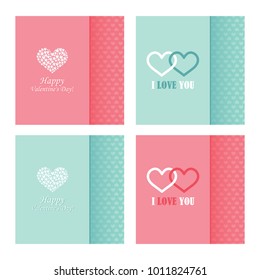 A set of postcards on the day of the holy valentine on a pink and a Dutch background. Vector illustrations.