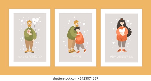 Juego de postales con una pareja romántica. 