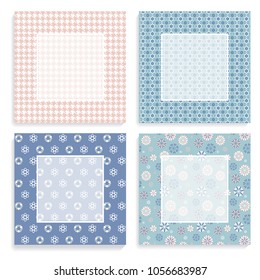 set of postcards with textures and blank place for inscription, vector illustration