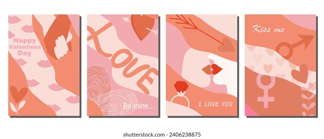 A set of postcards for Valentine's Day. Bright and unusual postcards