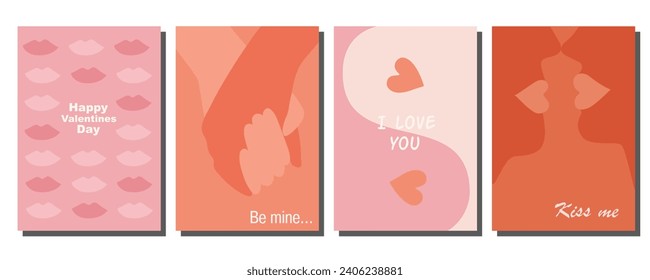 A set of postcards for Valentine's Day. Bright and unusual postcards