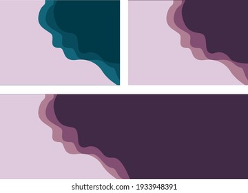 set of postcards with wave background with shade