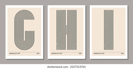 Set of poster in 70s style with retro alphabet letters